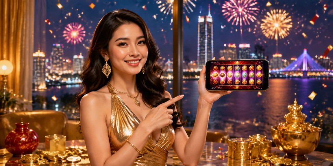 Người chơi slot game tại lễ hội Đà Nẵng trên thiết bị di động trong không khí sôi động